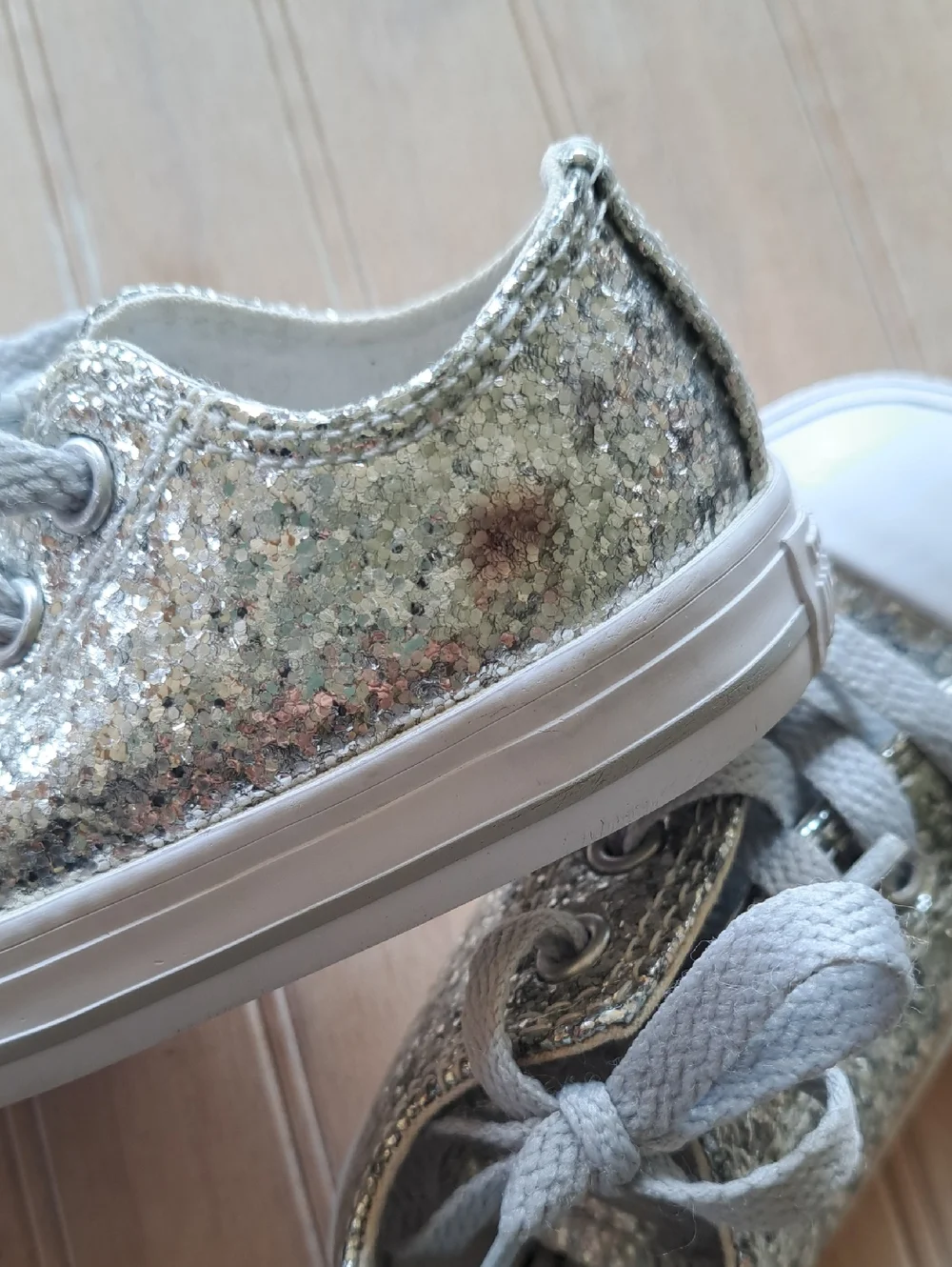 Converse Chuck Taylor All Star Metallic Glitter Silver Infant Sneakers Y2k